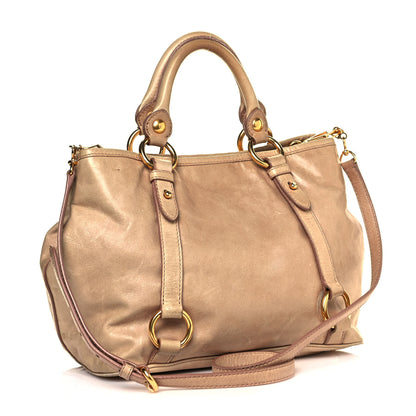 Miu Miu Vitello Shine Tote Beige 2 of 16