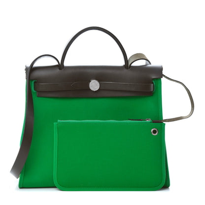 Hermes Vache Hunter Toile Herbag Zip 31 PM Bambou Kaki 1 of 14