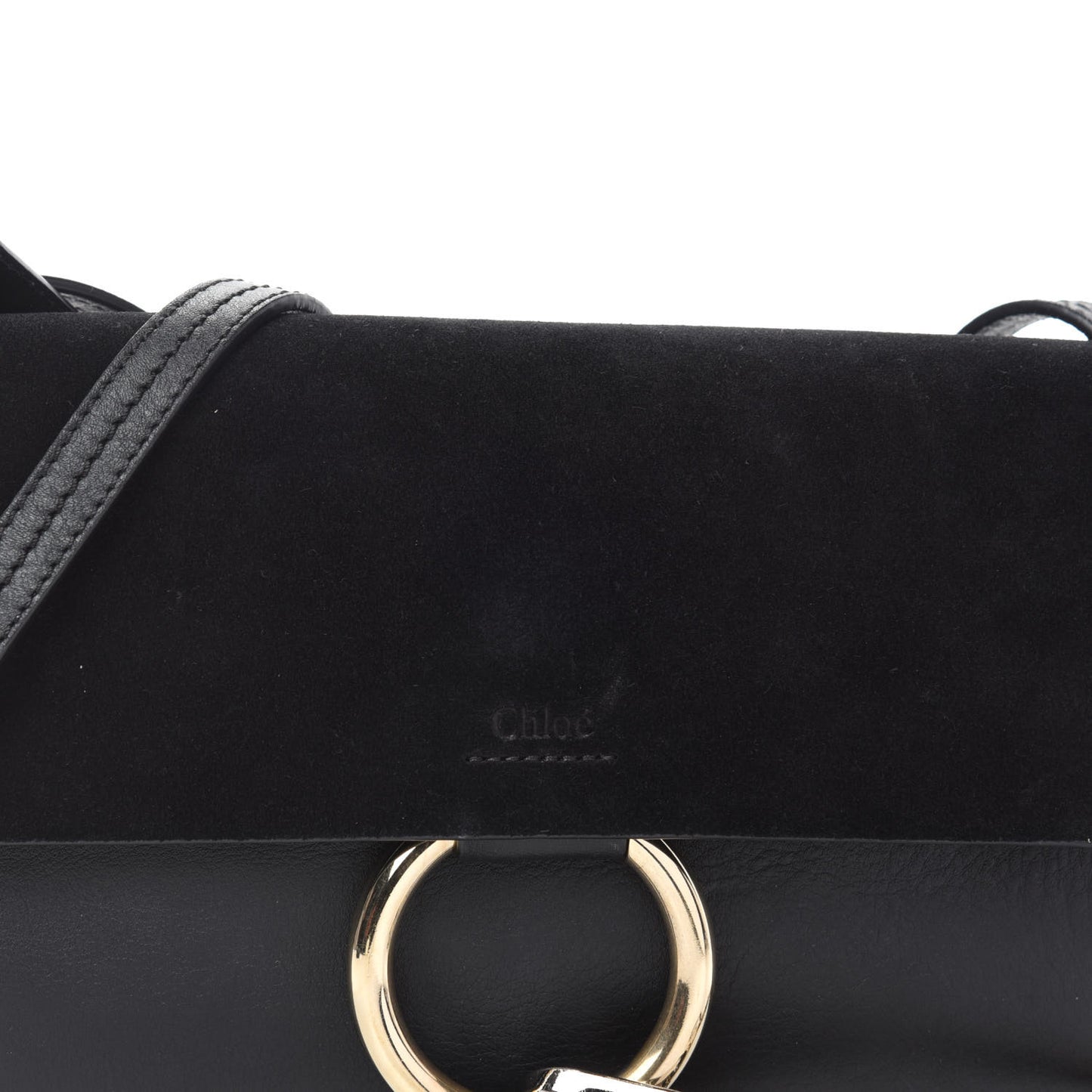Suede Calfskin Small Faye Shoulder Bag Black