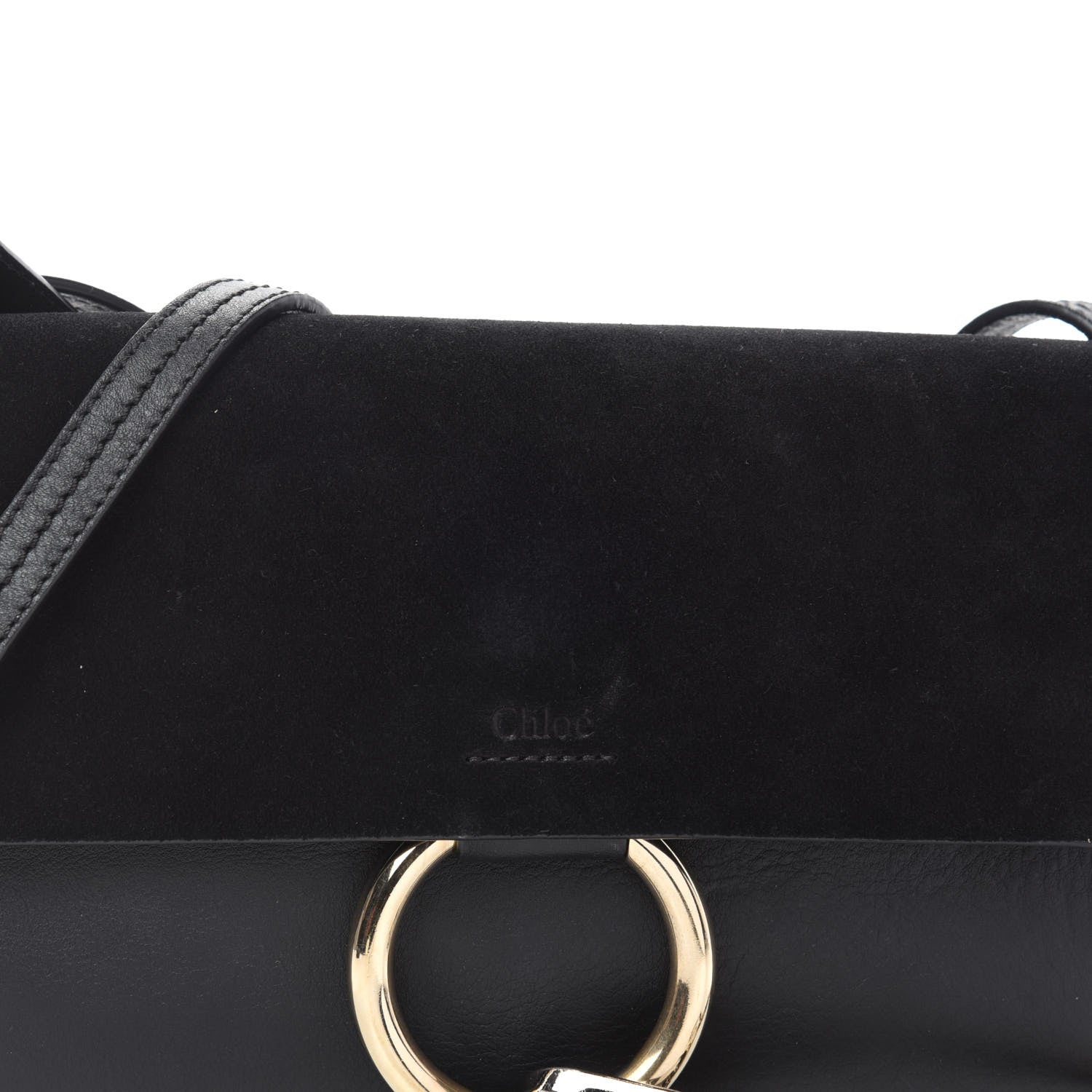 Chloe Suede Calfskin Small Faye Shoulder Bag Black 9 of 9