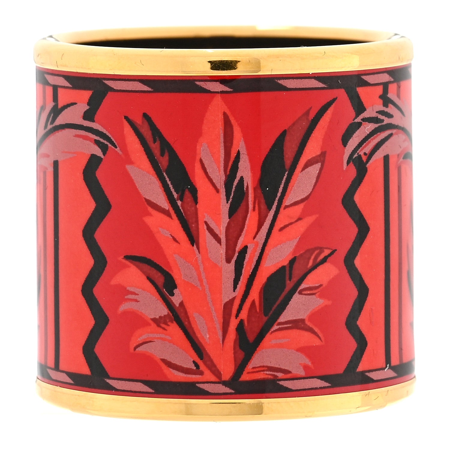 Hermes Enamel Gold Plated Brazil Scarf Ring 3 of 4