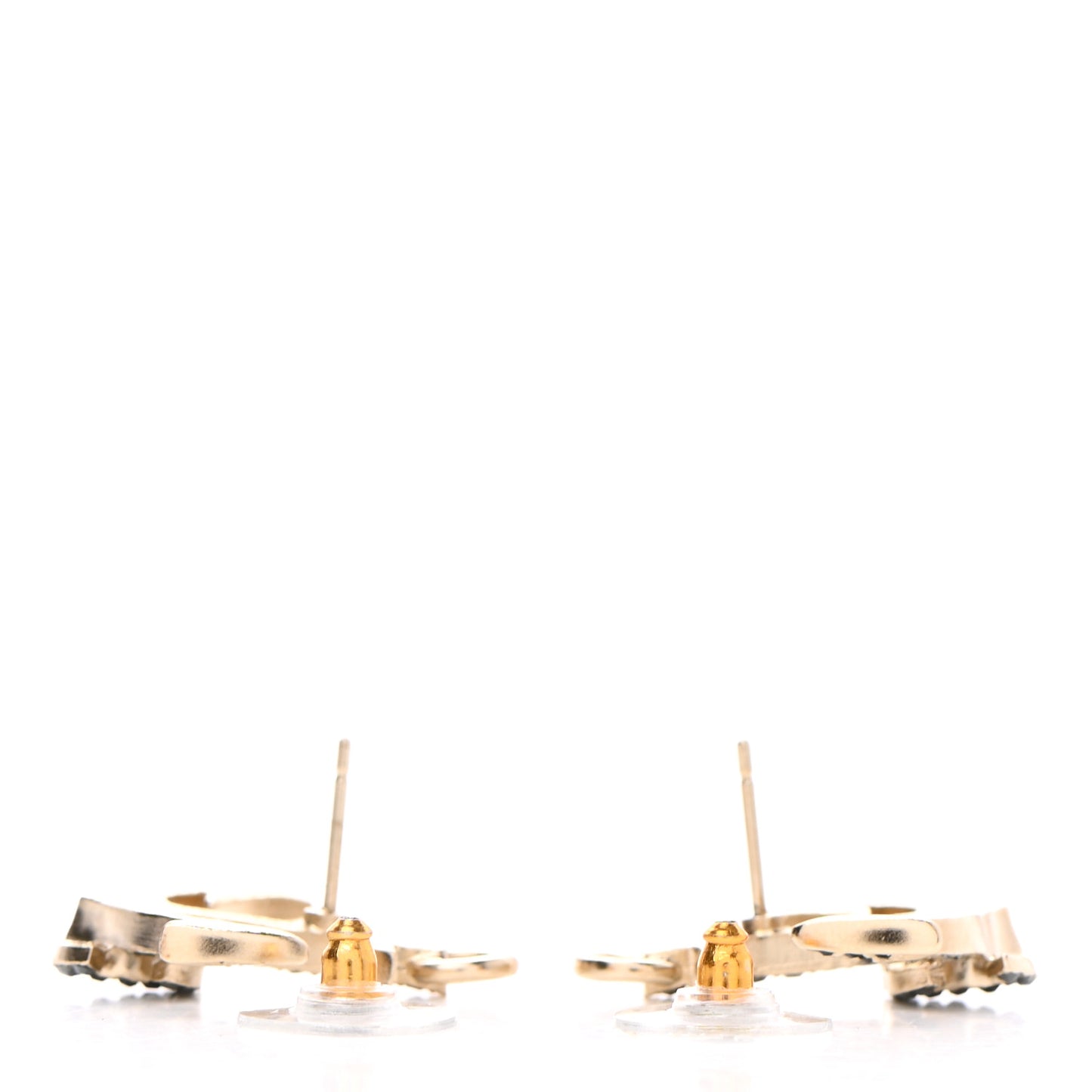 Crystal CC Anchor Earrings Gold Black