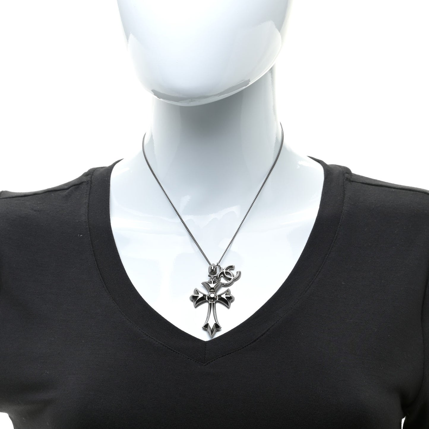 CC Cross Pendant Necklace Silver