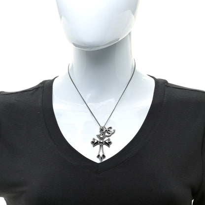Chanel CC Cross Pendant Necklace Silver 2 of 6