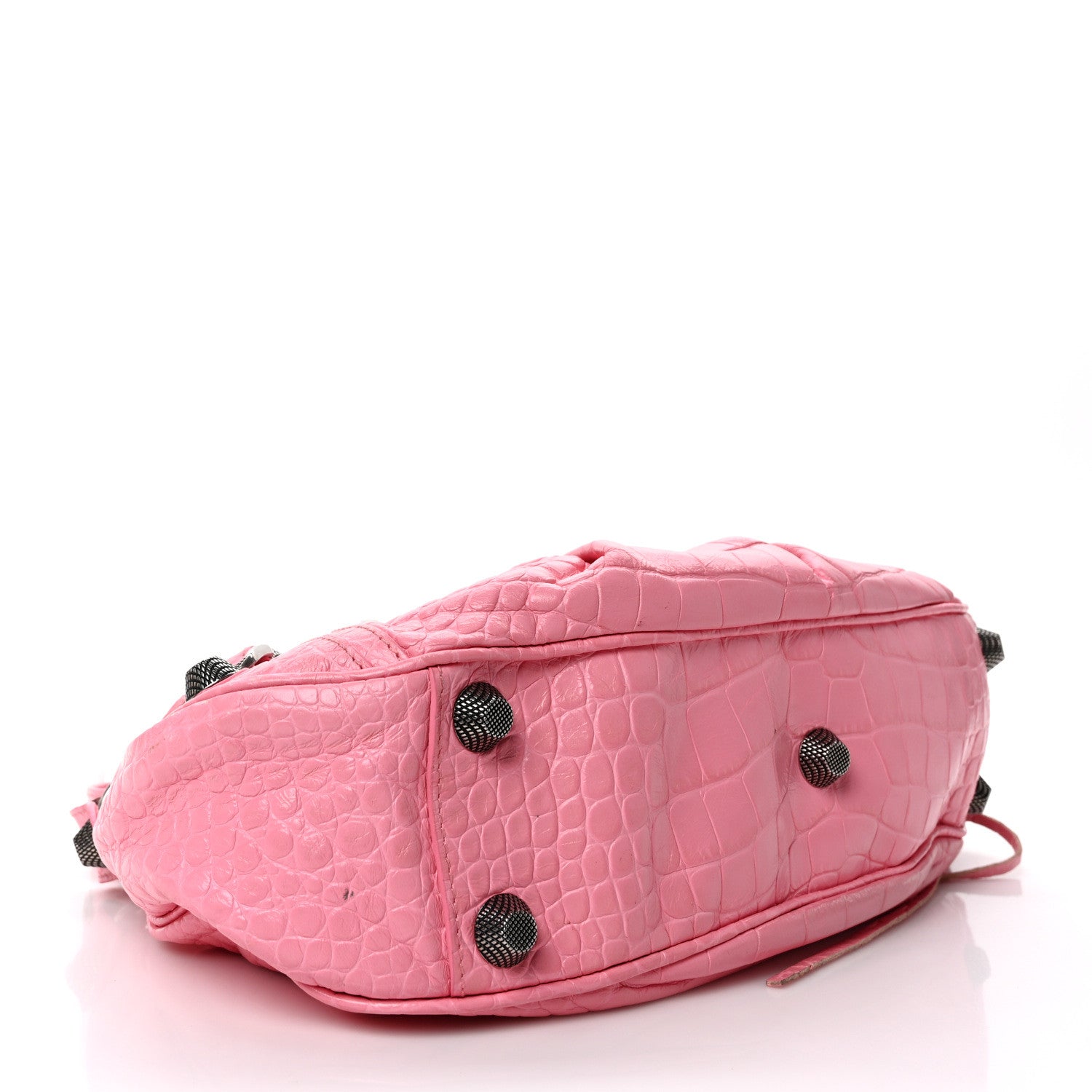 Balenciaga Extra Supple Calfskin Crocodile Embossed Small Le Cagole Shoulder Bag Sweet Pink 4 of 9