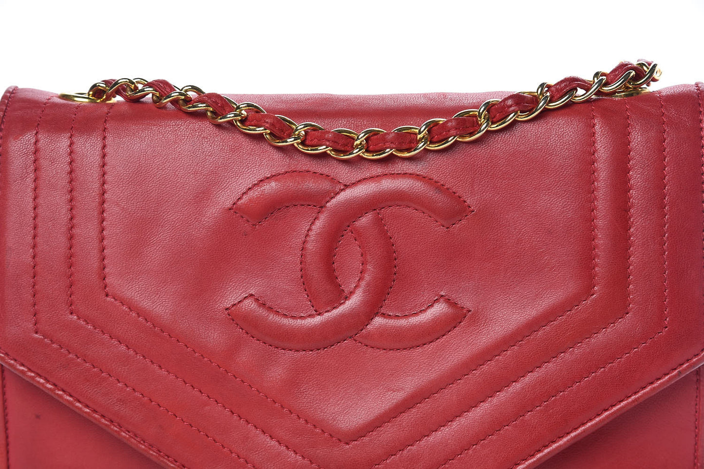 Lambskin CC Envelope Single Flap Red
