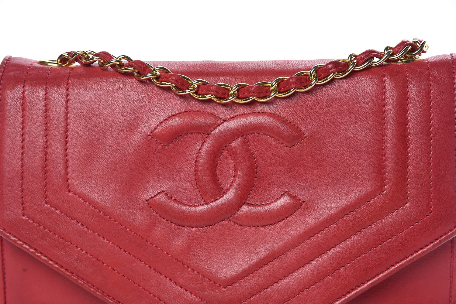 Chanel Lambskin CC Envelope Single Flap Red 23 of 25
