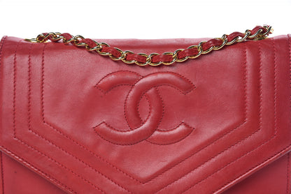 Chanel Lambskin CC Envelope Single Flap Red 23 of 25