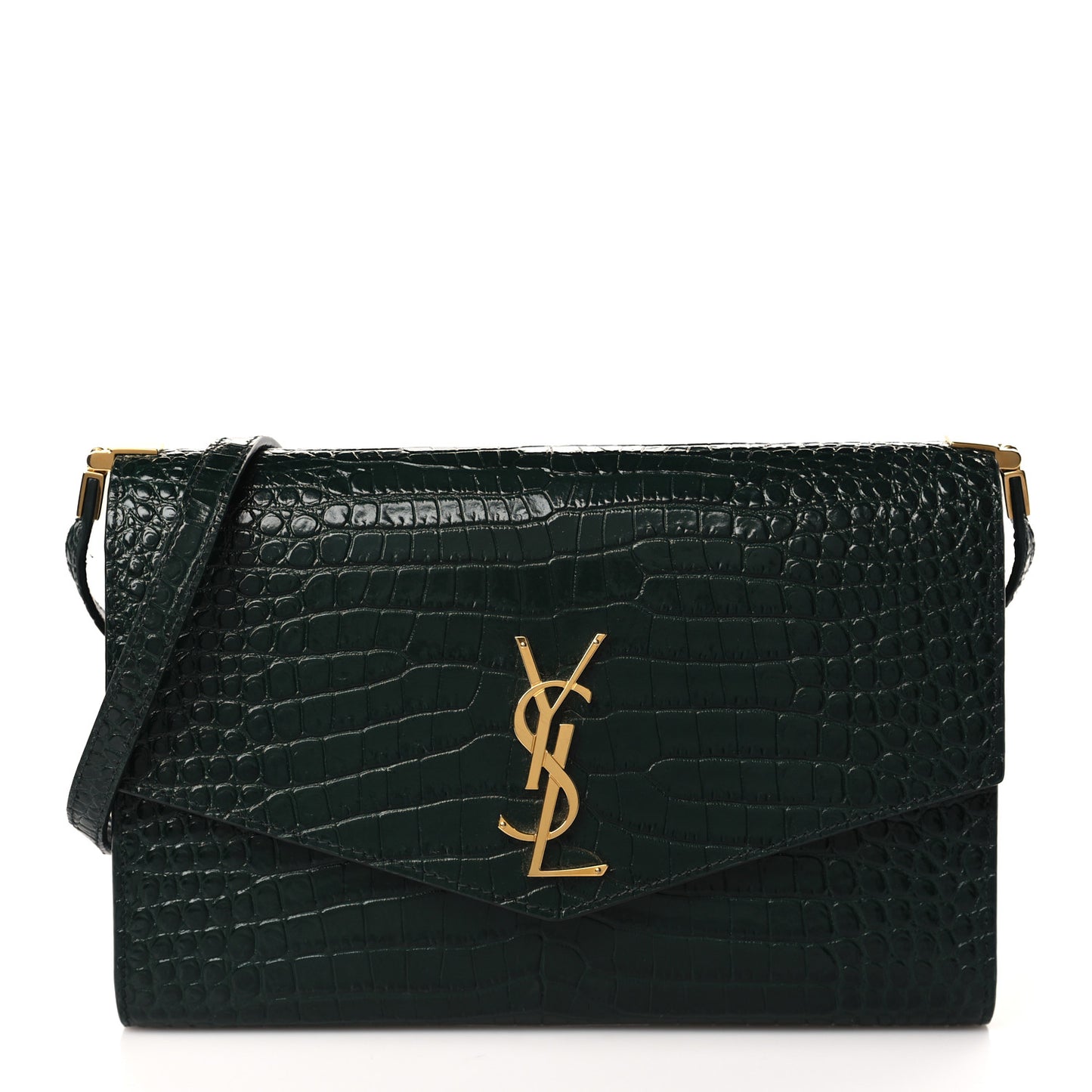 Calfskin Crocodile Embossed Monogram Mini Uptown Crossbody Green