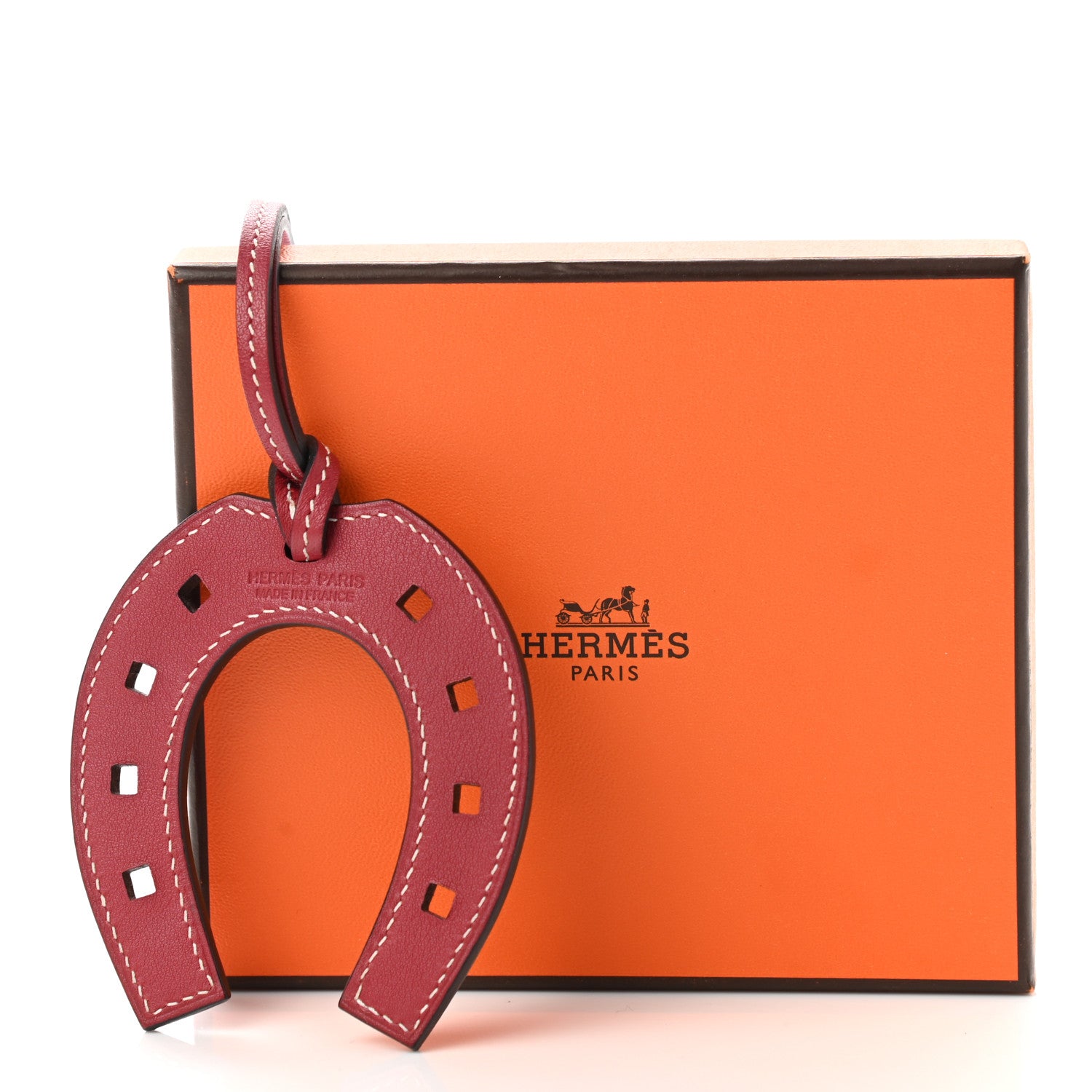 Hermes Swift Paddock Horseshoe Bag Charm Rouge Grenat 4 of 4