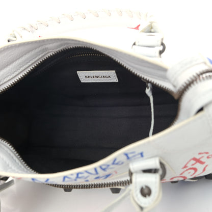 Balenciaga Agneau Graffiti All Over Classic Hardware Mini City White Bleu Rouge 5 of 9