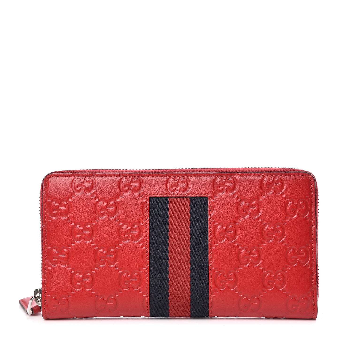 Guccissima Web Zip Around Wallet Red