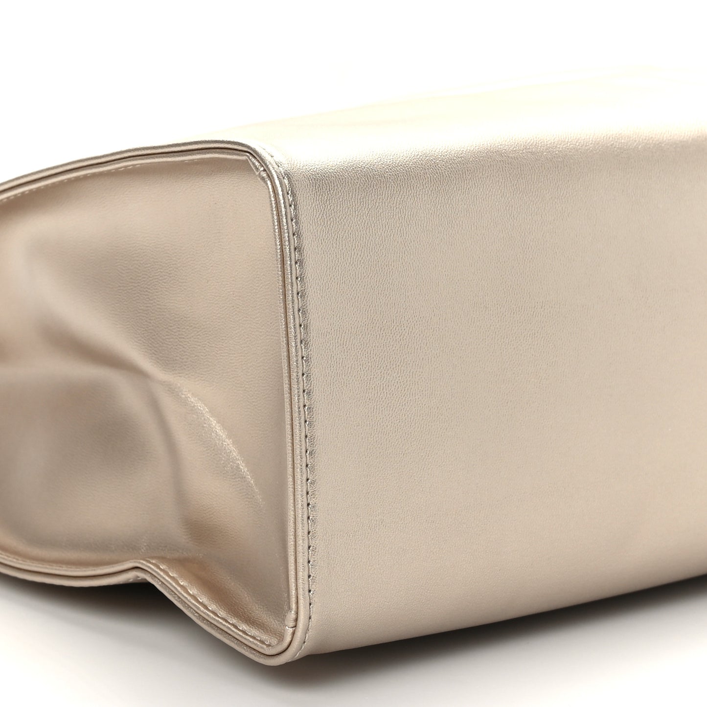 Metallic Vegan Leather Medium Shopping Bag Gold
