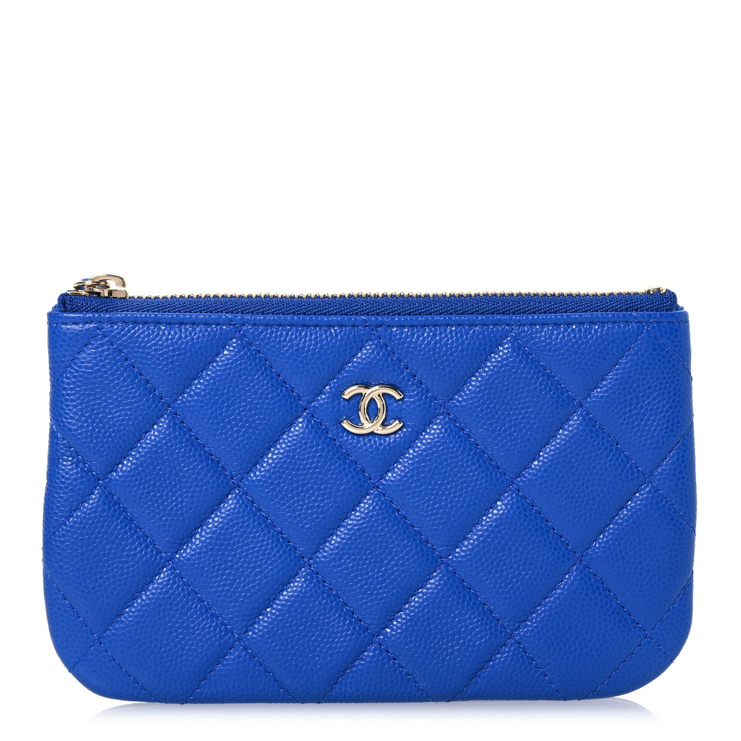 Caviar Quilted Small Cosmetic Case Blue