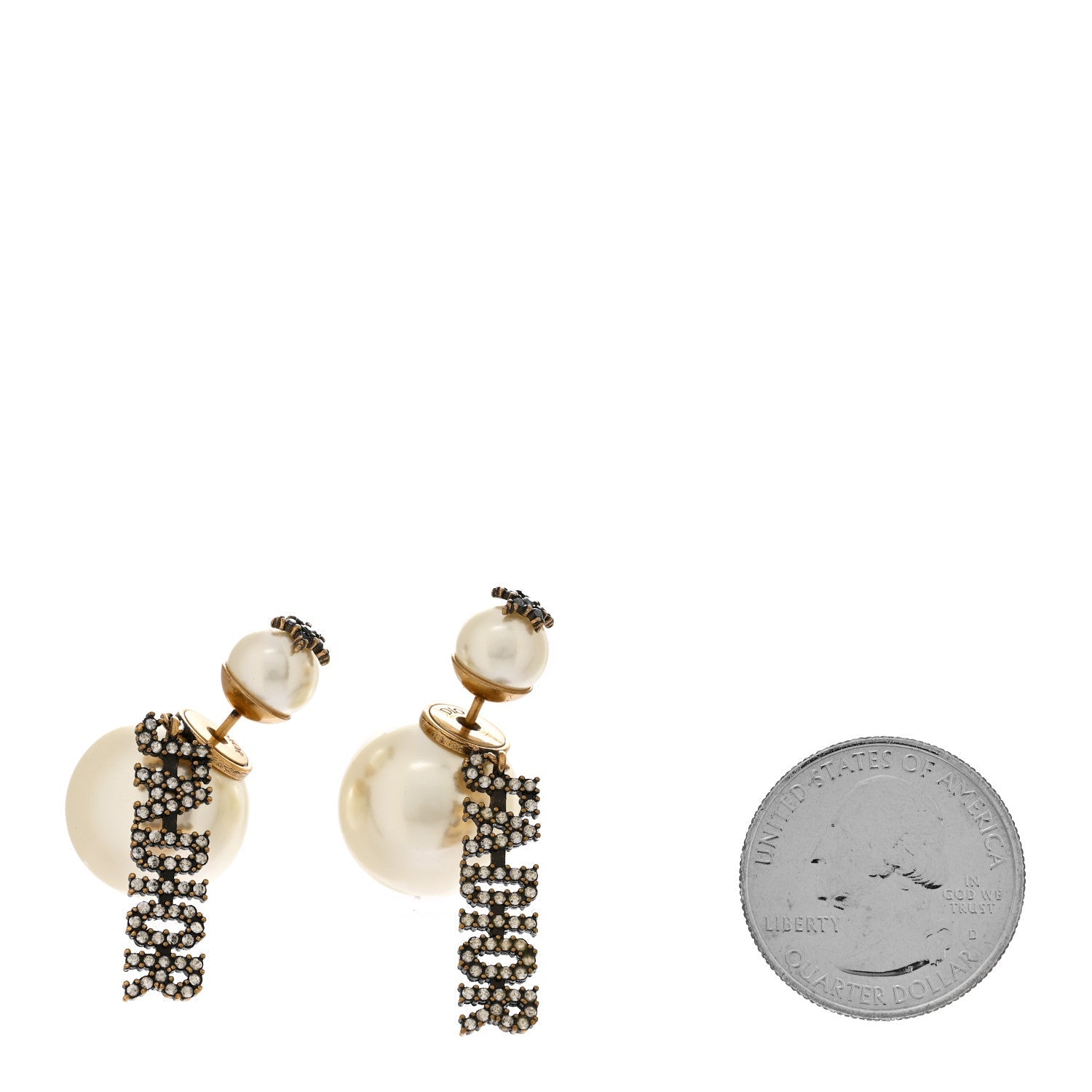 Christian Dior Pearl Crystal J'Adior Tribales Earrings Antique Gold 2 of 4