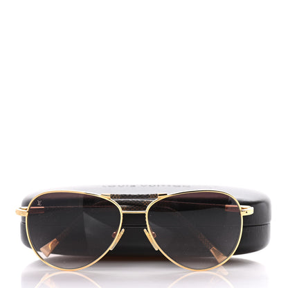 Louis Vuitton Damier Ebene Conspiration Pilote Aviator Sunglasses Z0202U Gold 9 of 9