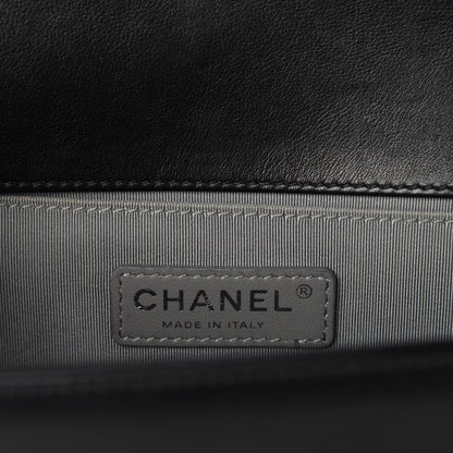 Chanel Calfskin Chevron Quilted Medium Boy Flap Black 9 of 12