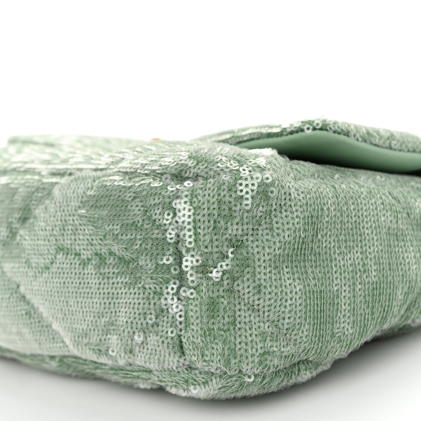 Sequin Quilted Medium Chanel 19 Flap Light Green