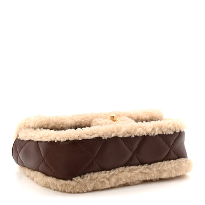 Chanel Shearling Lambskin Quilted Mini Furry Coco Flap Beige Dark Brown 4 of 10