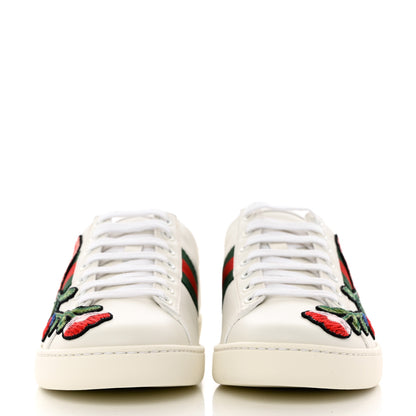 Gucci Calfskin Web Floral Embroidered Womens Ace Sneakers 36.5 White 2 of 9