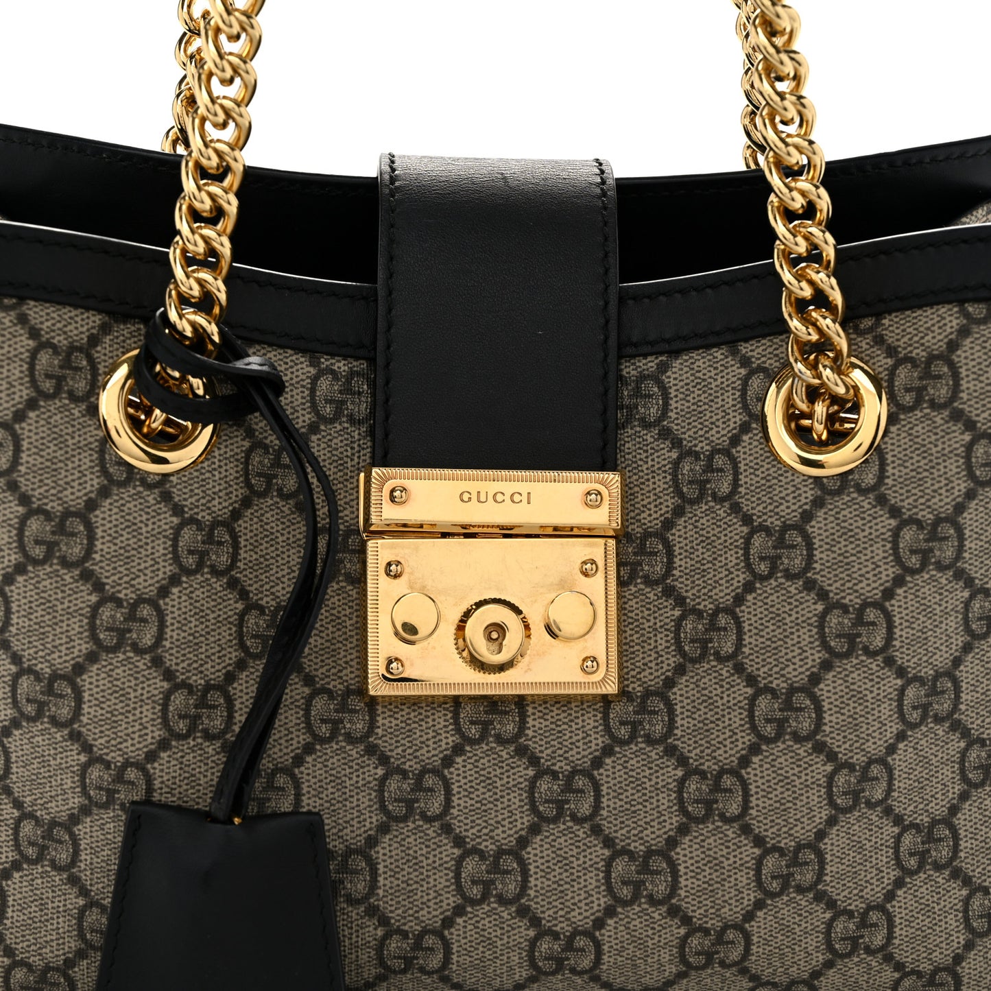 GG Supreme Monogram Small Padlock Tote Black