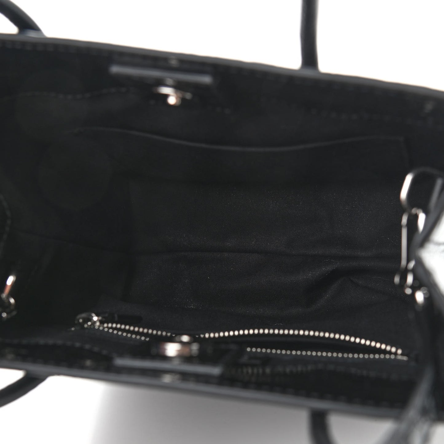 Shiny Calfskin Logo Crocodile Embossed North South Shopper Tote XXS Black White