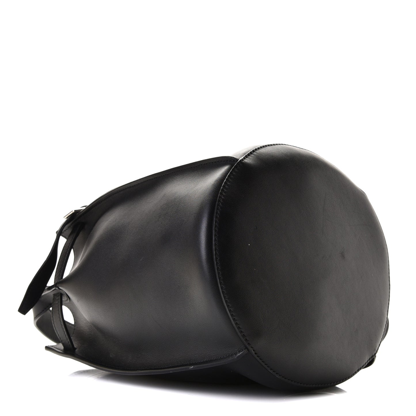 Smooth Calfskin Long Strap Big Bucket Bag Black