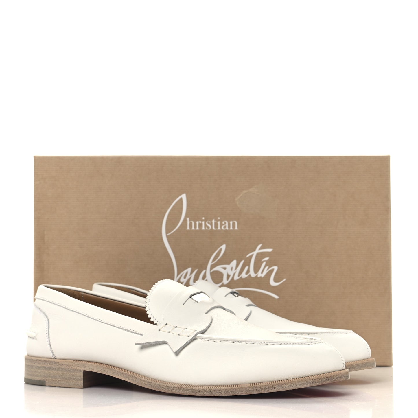 Calfskin Mens Penny Flat Loafers 43 White
