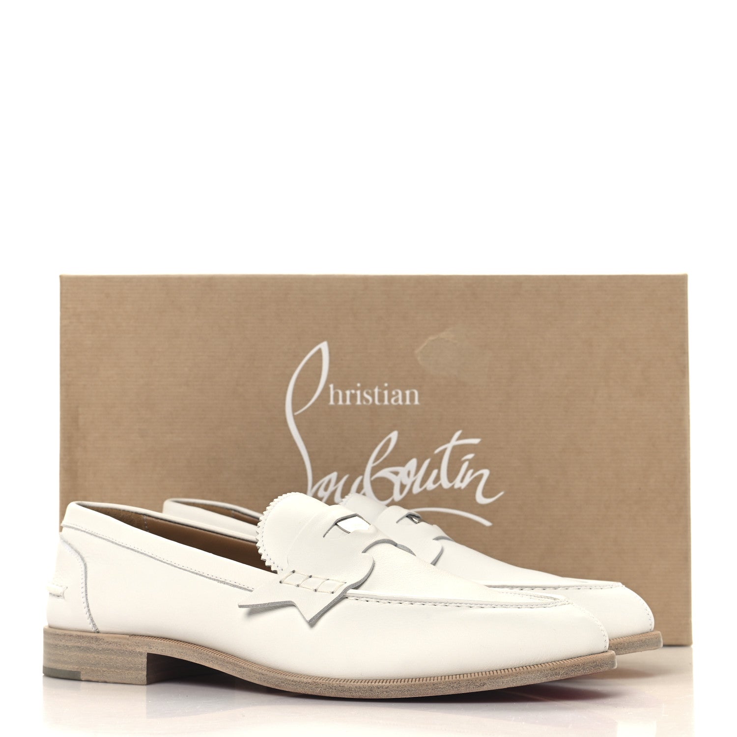 Christian Louboutin Calfskin Mens Penny Flat Loafers 43 White 9 of 9