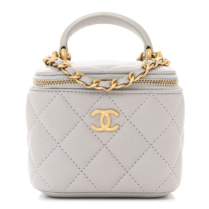 Chanel Lambskin Quilted Top Handle Mini Vanity Case With Chain Grey 1 of 10
