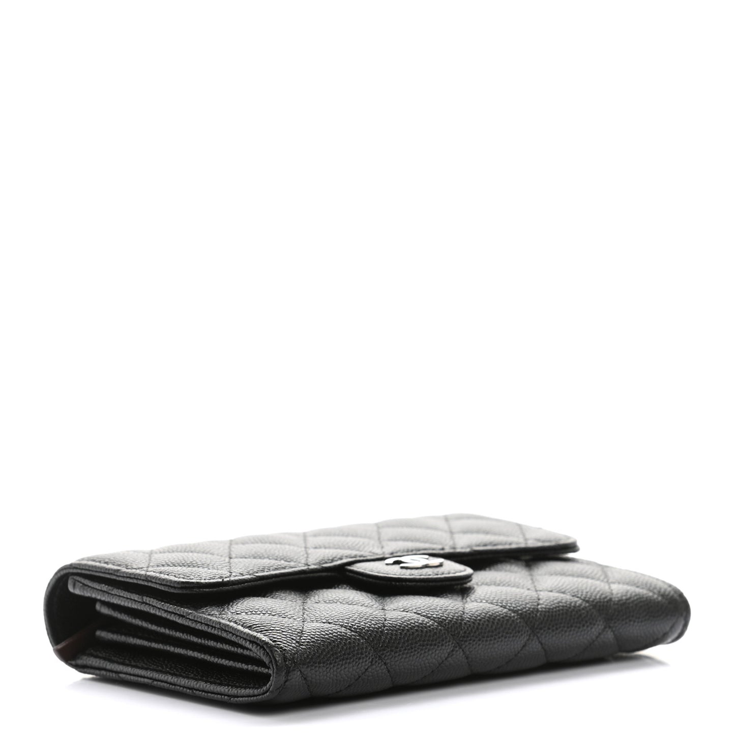 Caviar Quilted Medium Flap Wallet Black