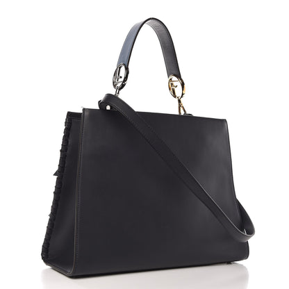 Fendi Vitello Century F is Fendi Whipstitch Bi-Color Regular Runaway Satchel Ceruleo Black 3 of 9