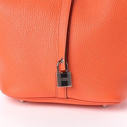 Hermes Taurillon Clemence Picotin Lock 22 MM Orange Poppy 10 of 10