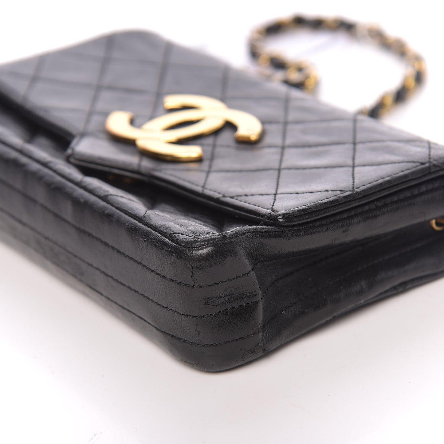 Lambskin Quilted Small Single Flap Black
