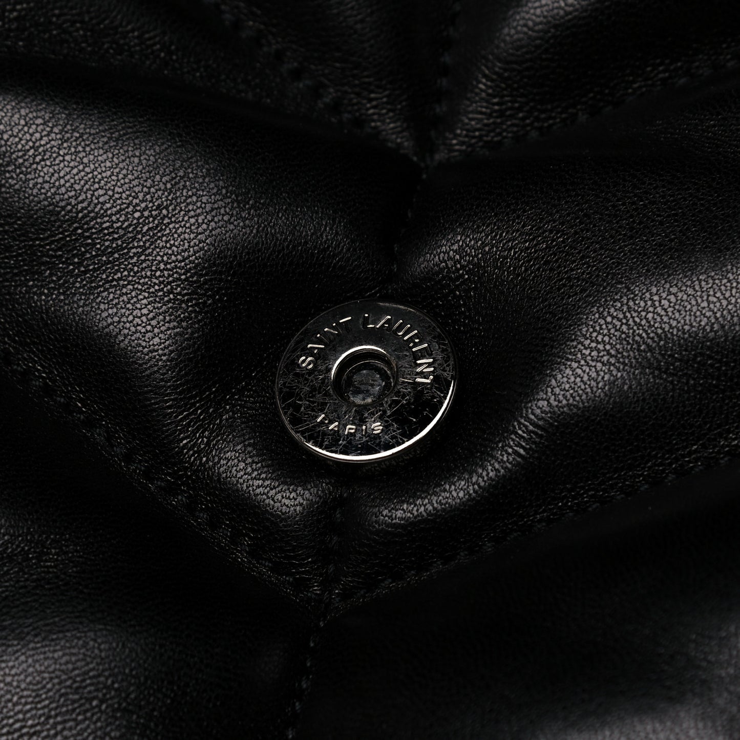 Lambskin Quilted Small Loulou Puffer Monogram Chain Satchel Black