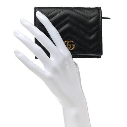 Gucci Calfskin Matelasse GG Marmont Card Case Wallet Black 2 of 8