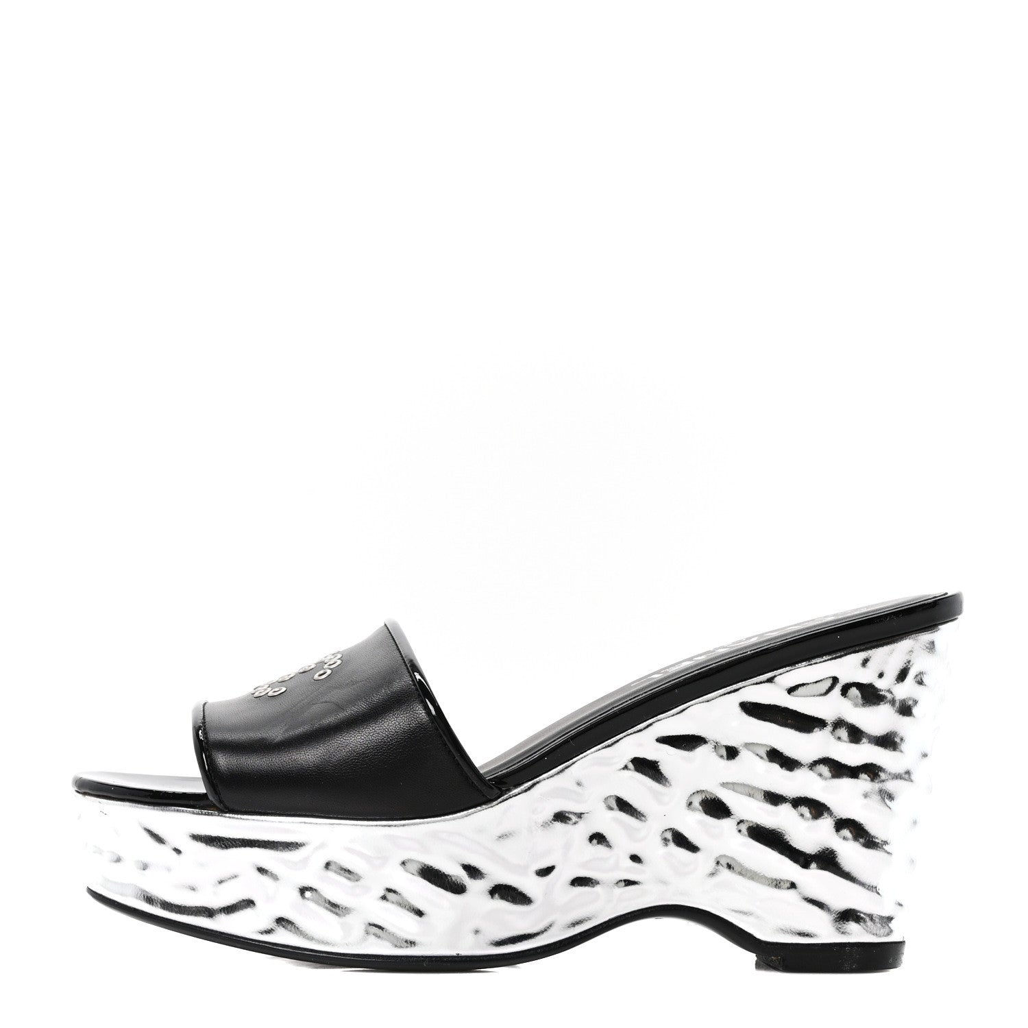 Chanel Lambskin Metallic Wedge 35.5 Black 1 of 9