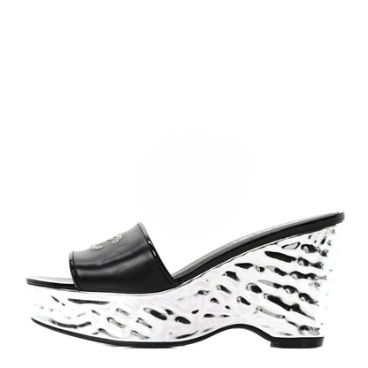 Chanel Lambskin Metallic Wedge 35.5 Black 1 of 9