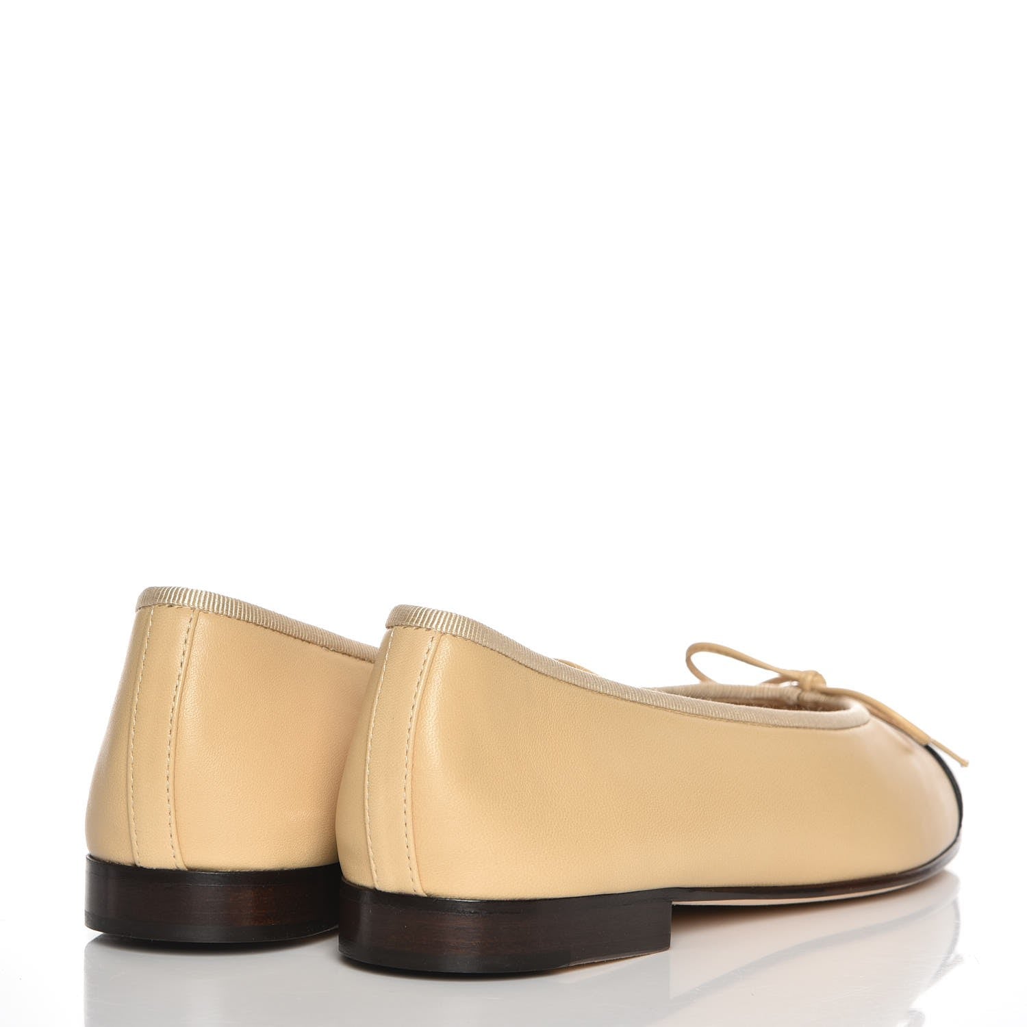 Chanel Lambskin Cap Toe Ballerina Flats 37 Beige Black 4 of 9