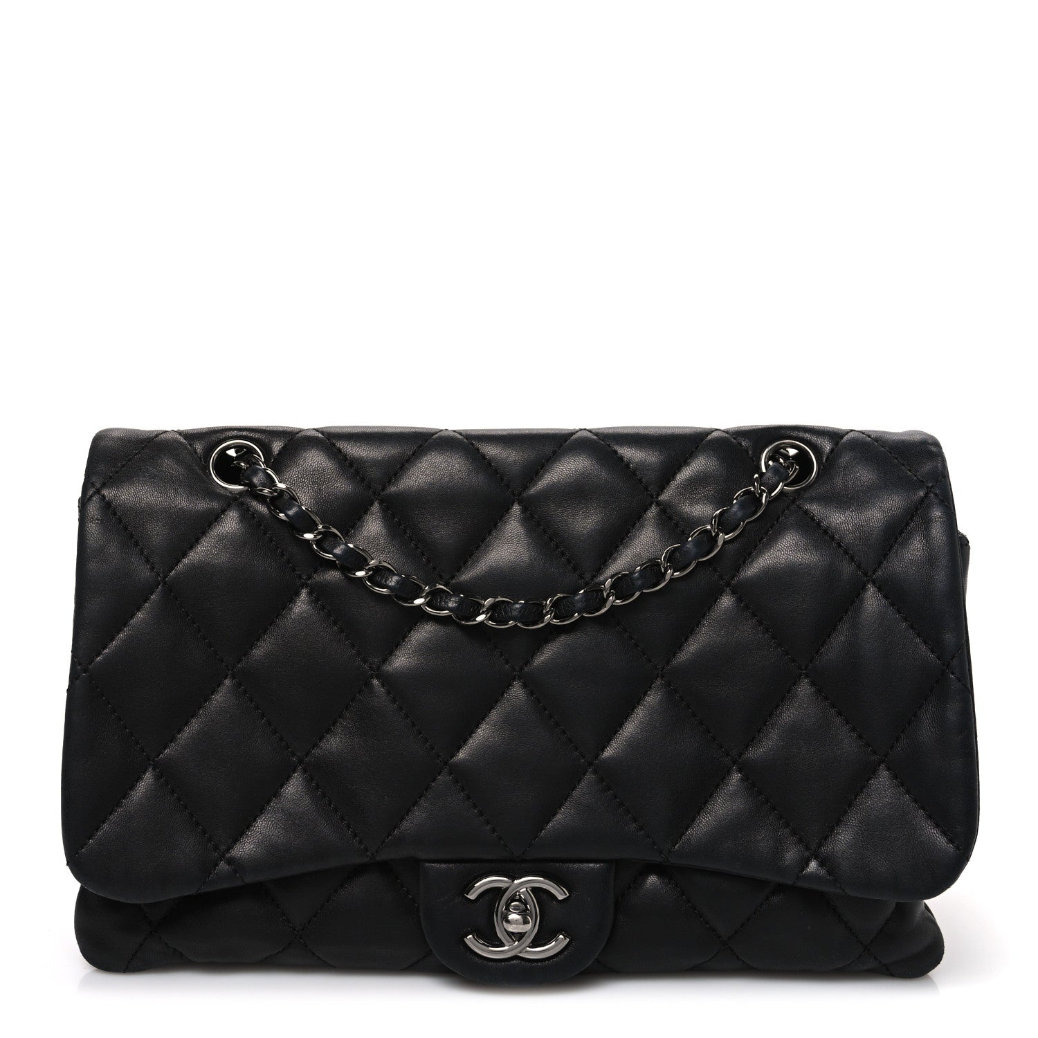 Chanel Lambskin Quilted Jumbo 3 Flap Black 1 of 11