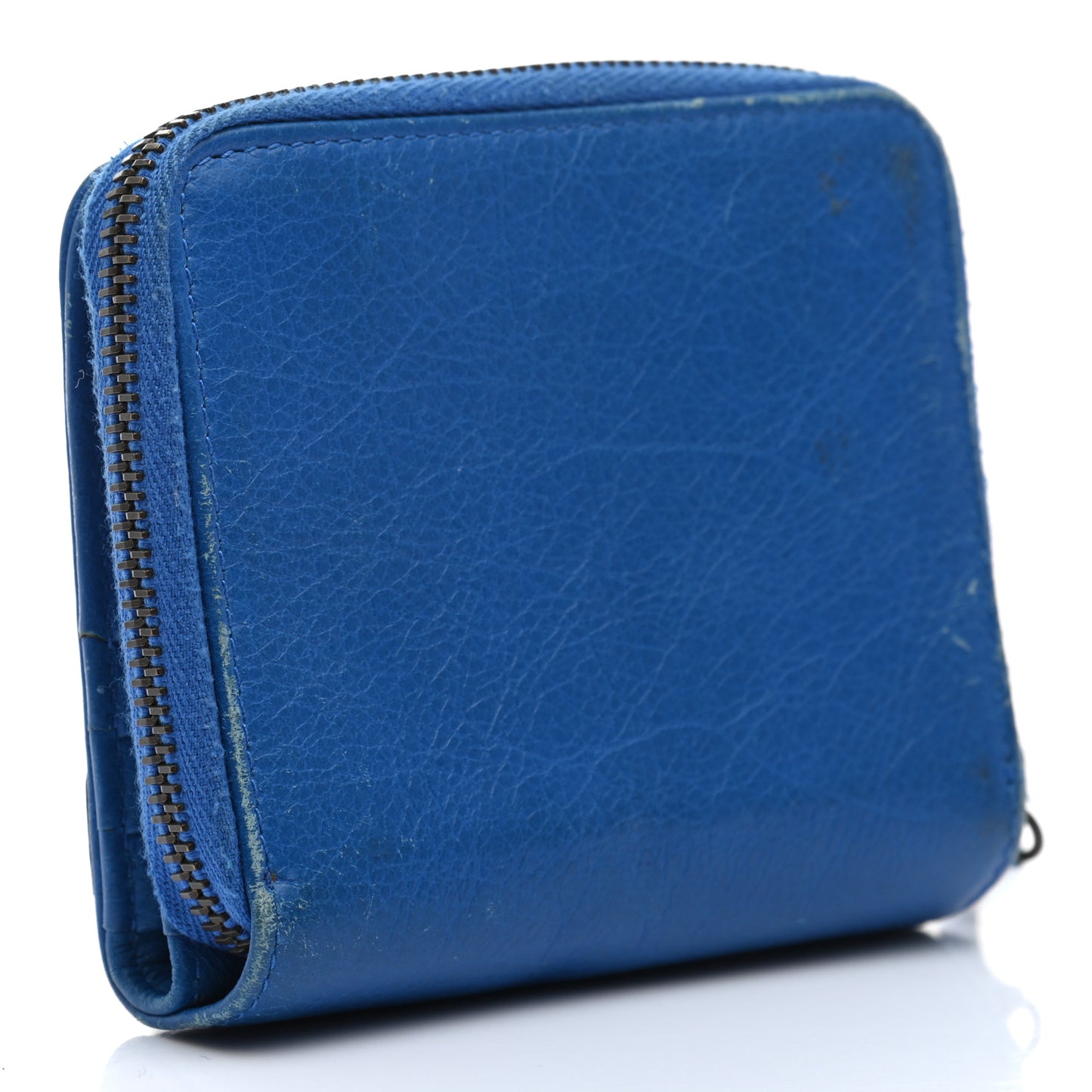 Agneau Classic Hardware Bill Fold Zip Wallet Bleu Lazuli