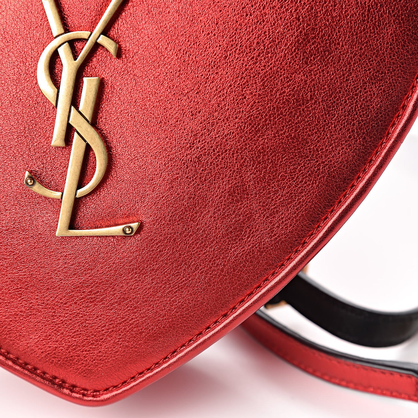 Metallic Calfskin Heart Monogram Crossbody Black Rouge