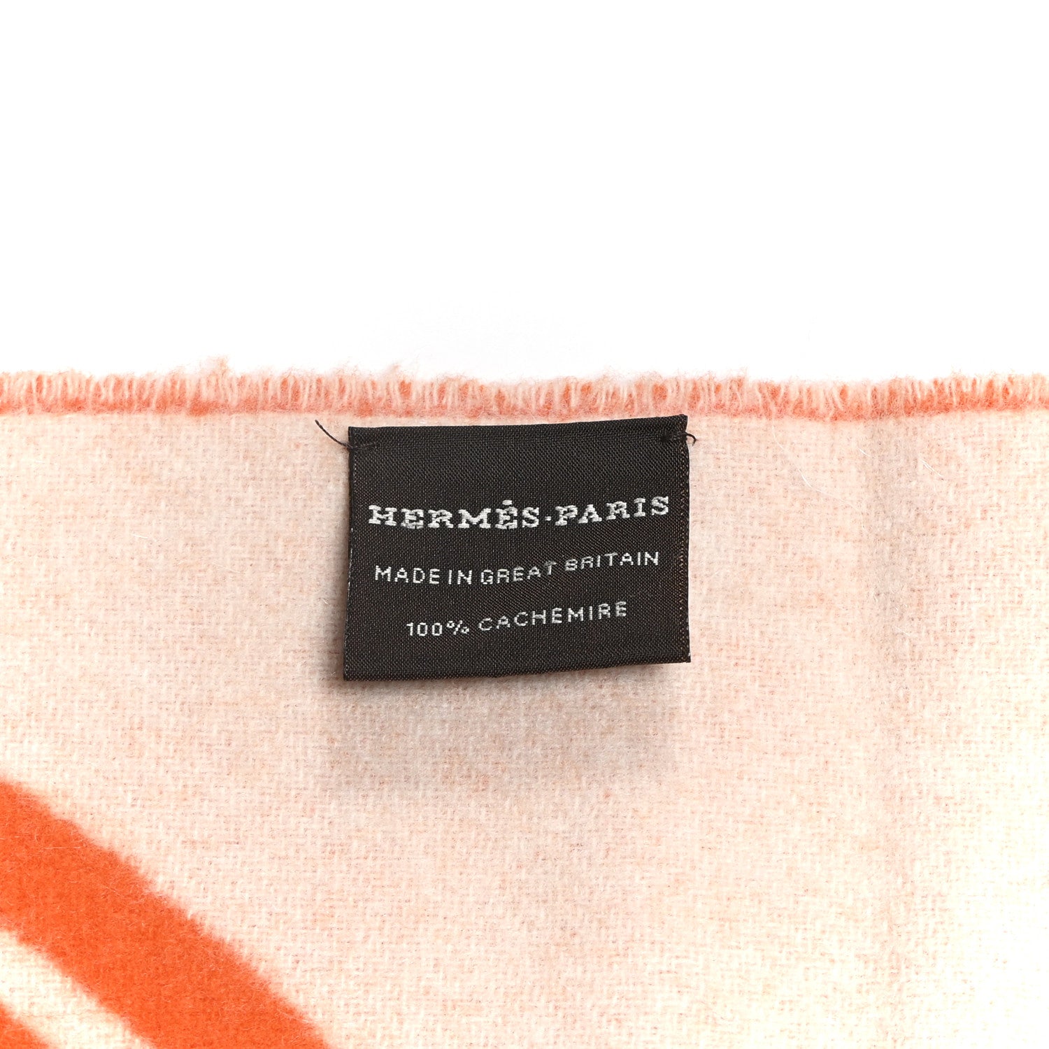 Hermes Cashmere Casaque Vague Muffler Orange Ivoire 1796631