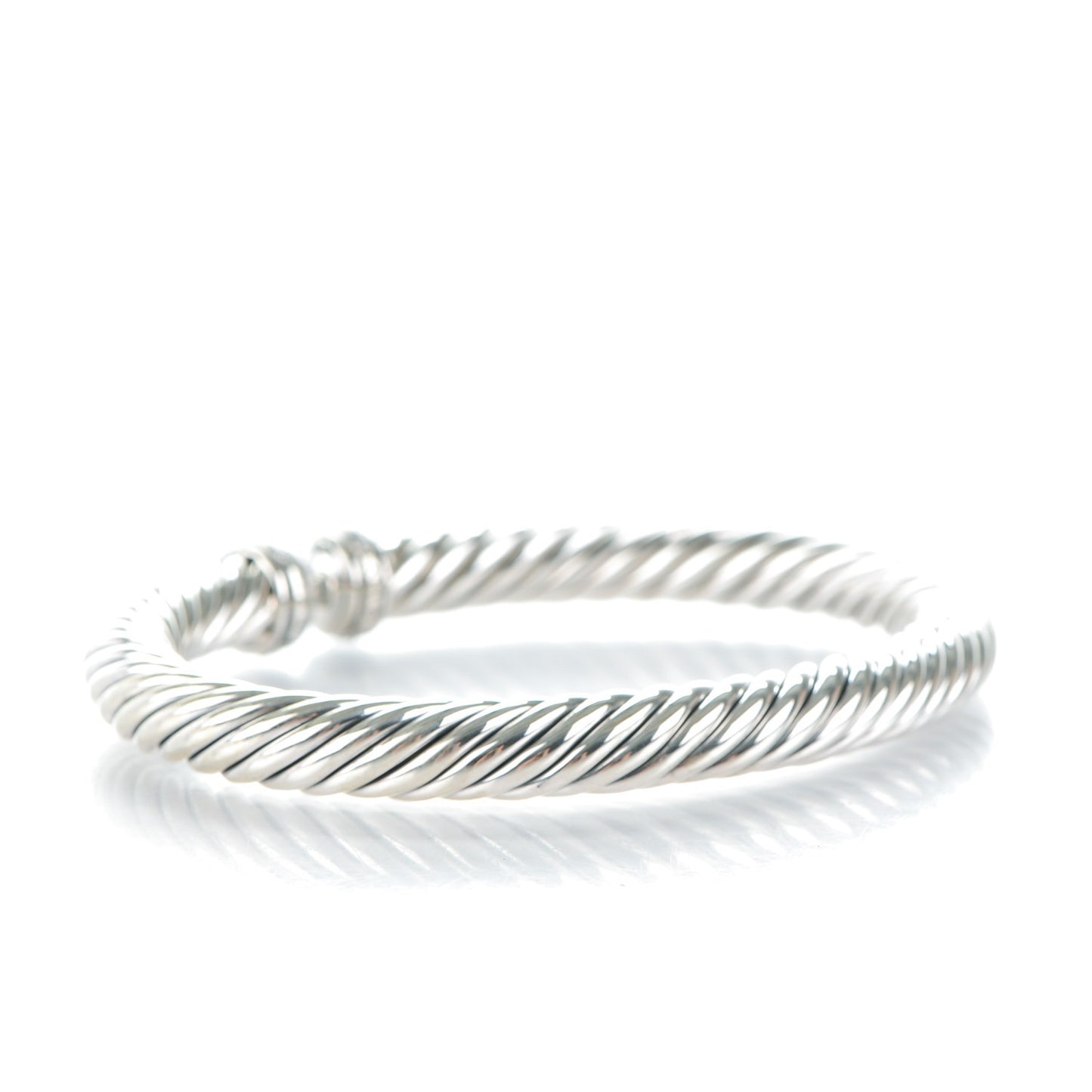 Sterling Silver Pave Diamond 7mm Cablespira Bracelet