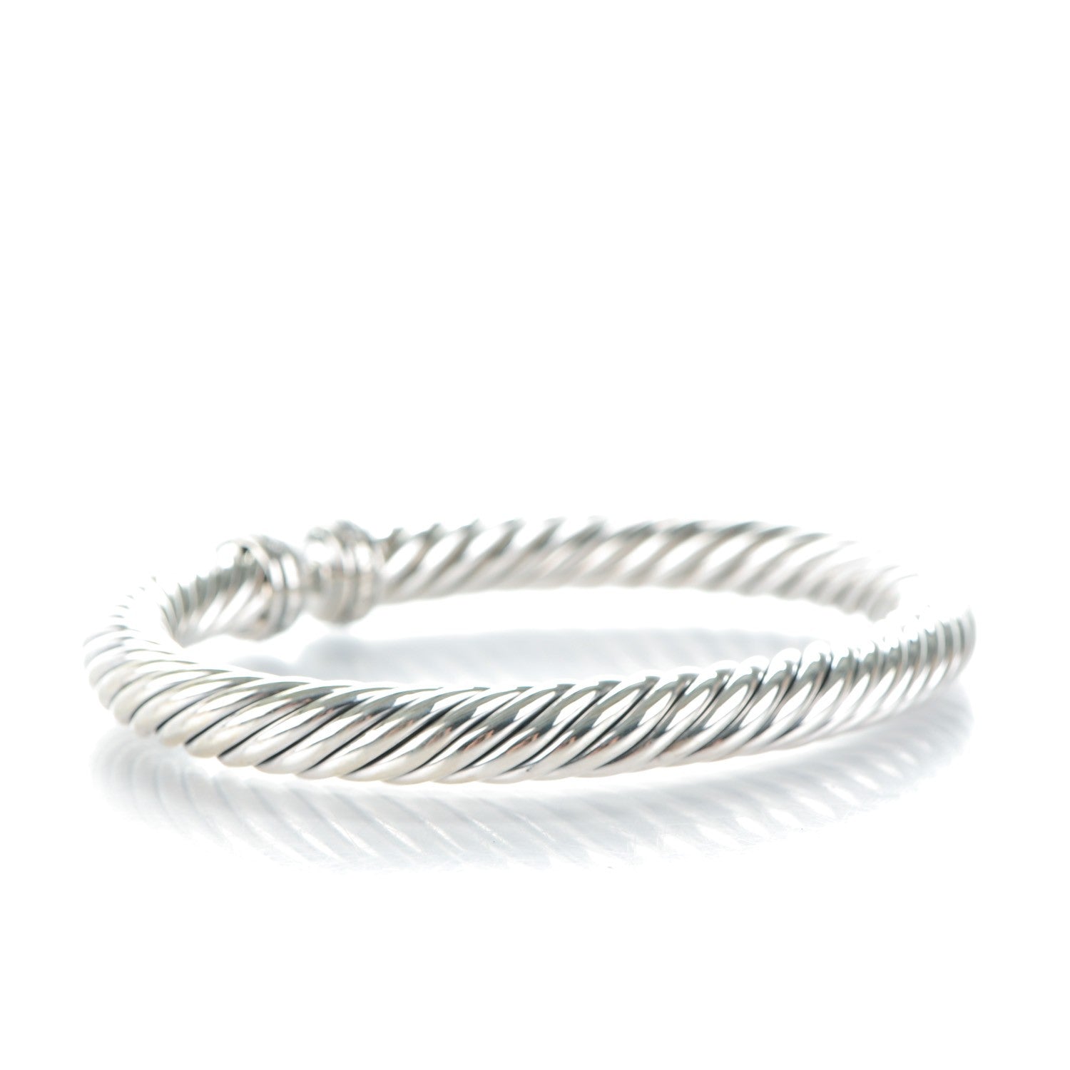 David Yurman Sterling Silver Pave Diamond 7mm Cablespira Bracelet 3 of 5
