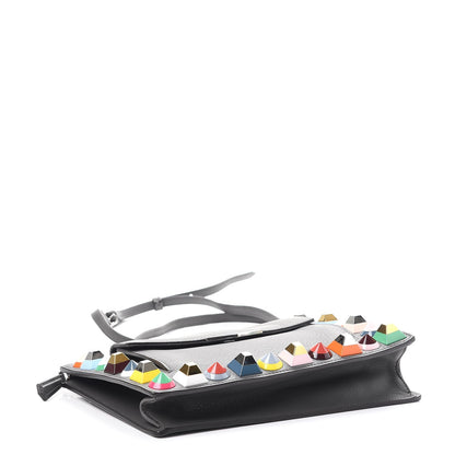 Fendi Vitello Dolce Studded Mini 2Jours Pouch Anthracite Multicolor 4 of 7