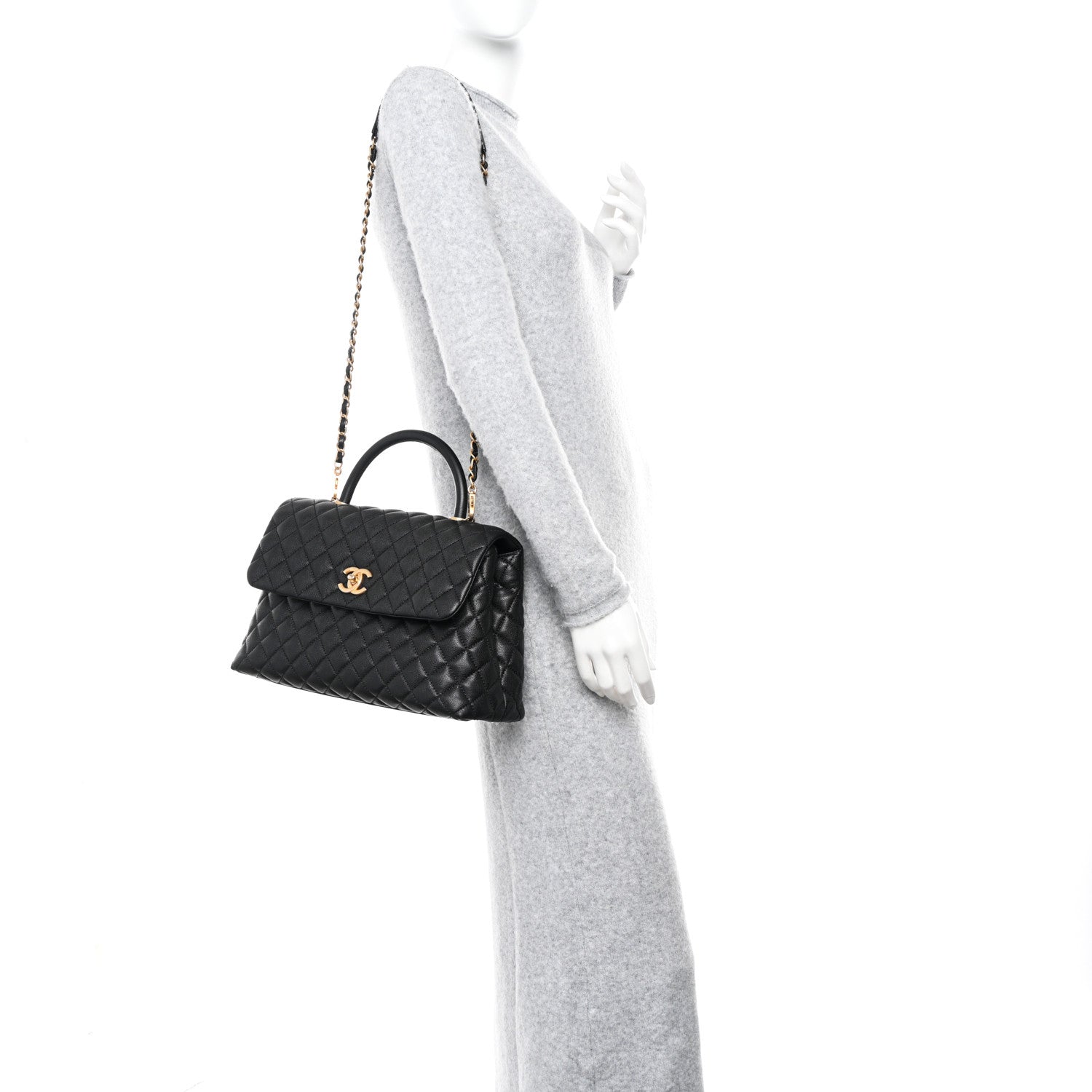 Chanel Caviar Quilted Medium Coco Handle Flap Black 3 of 10