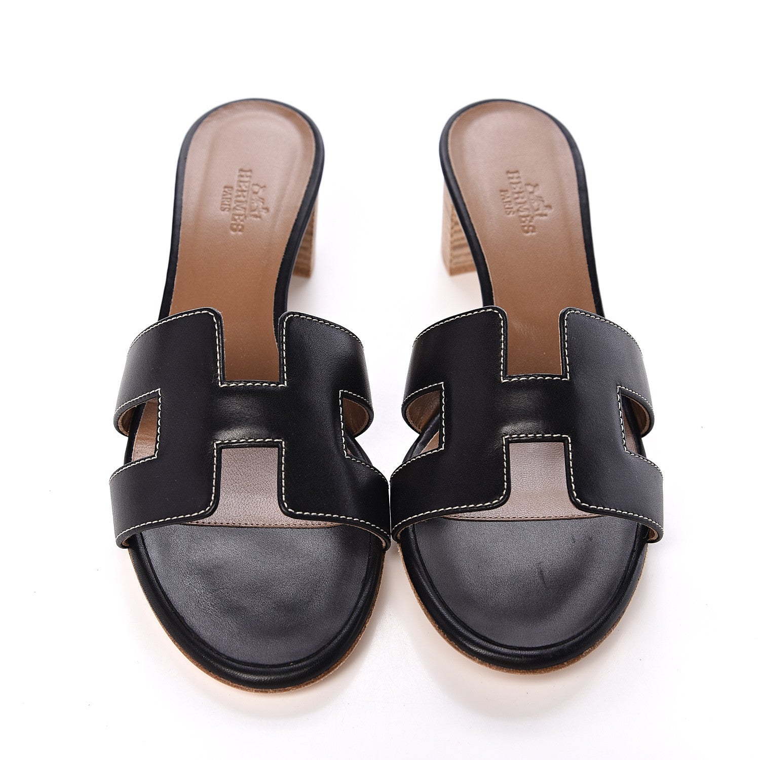 Hermes Calfskin Oasis Sandals 37 Black 10 of 11