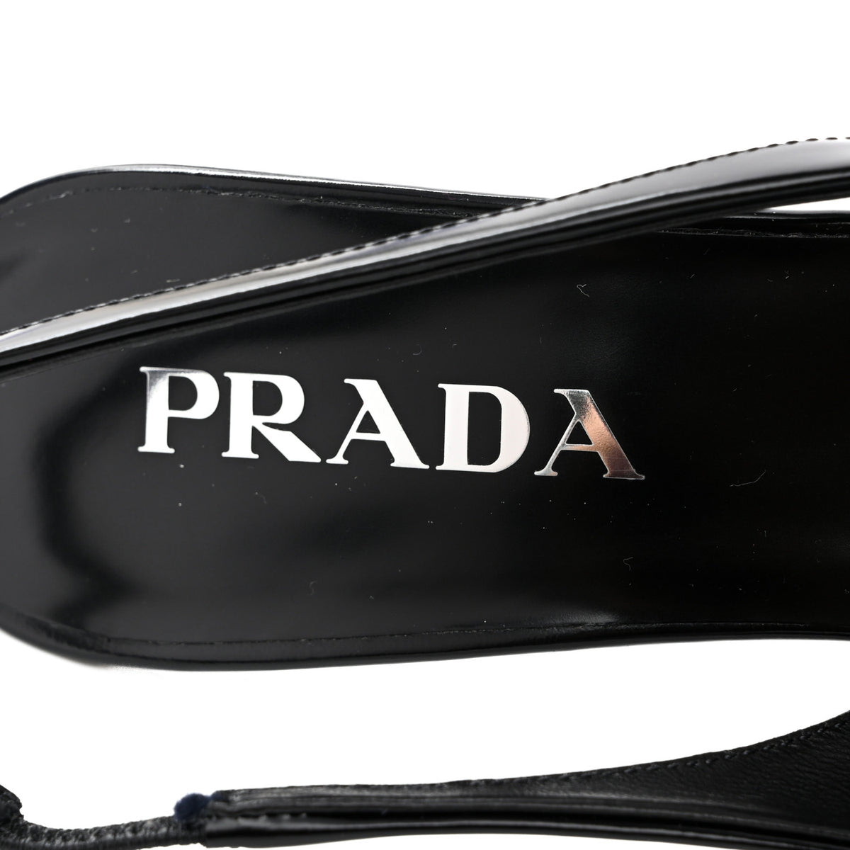 Prada Spazzolato Triangle Logo Pointed Toe 75mm Slingback Pumps 37 Black 8 of 11