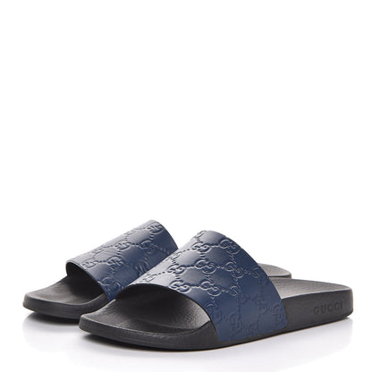 Gucci Guccissima Signature Slide Sandals 39 Blue 2 of 15